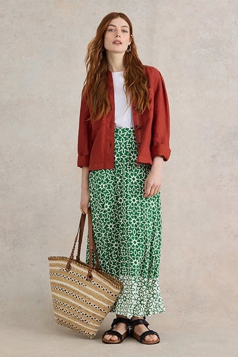 JADA ECO VERO MAXI SKIRT GREEN PRINTED 1