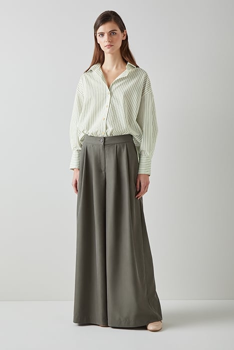 BEXTOR STRIPED BUTTON-DOWN SHIRT GREEN/CREAM 1