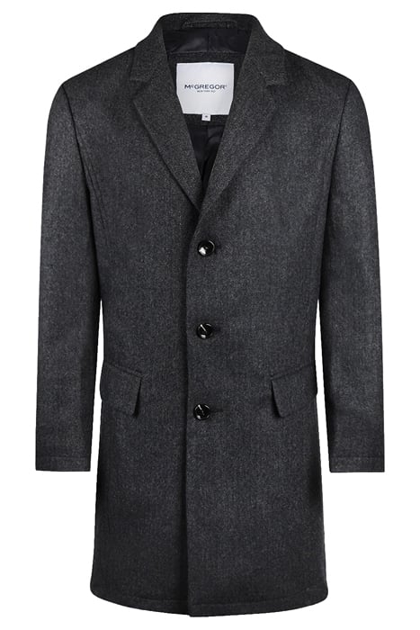 WOOL HERRINGBONE OVER COAT DARK GREY MELANGE 1