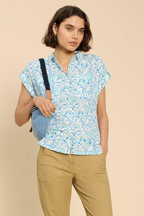 ELLIE COTTON SHIRT IVORY PRINTED 1