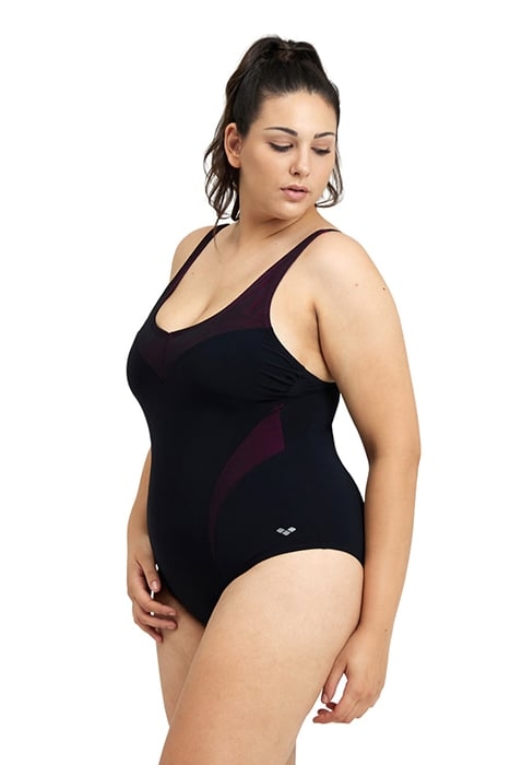 W ISABEL LIGHT CROSS BACK ONE PIECE PLUS BLACK-WHITE 1