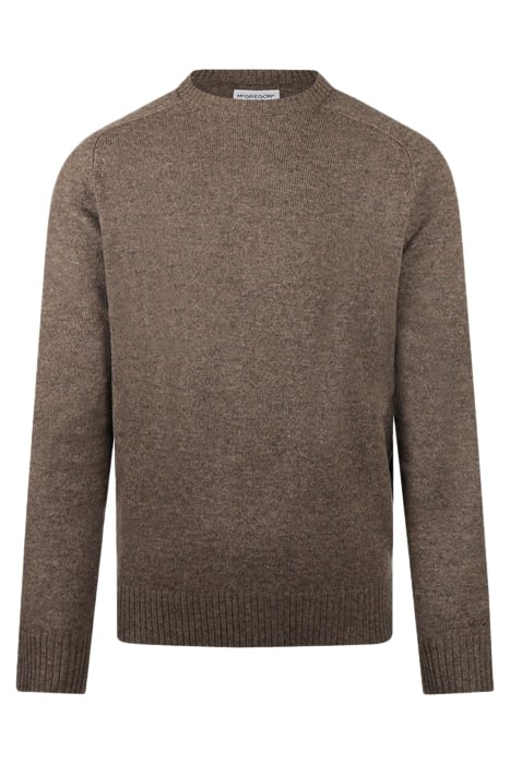 LAMBSWOOL CREW NECK SWEATER MEDIUM BROWN 1