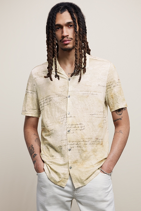 DOYERS REGULAR FIT SS LINEN CAMP SHIRT W TOAST 1