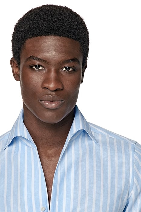 BLUE STRIPED ONE PIECE COLLAR EXTRA SLIM FIT SHIRT BLUE 6