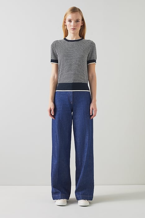 HONEY KNIT KNITTED SWEATER NAVY/IVORY 2