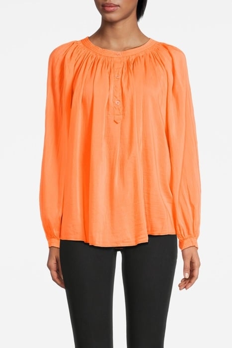 COTTON SILK VOILE LONG SLEEVES BOHEMIAN SHIRT ORANGINA 1