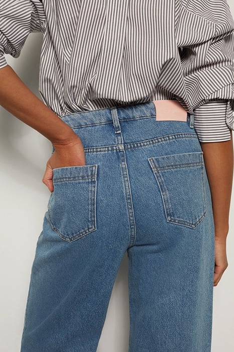 STAR WIDE LEG DENIM PANTS MID-BLUE-VINTAGE 6