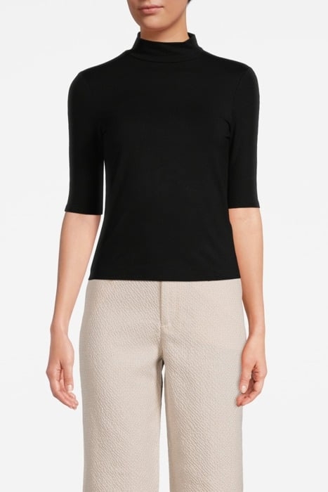 ELBOW SLV MOCK NECK TEE BLACK 1