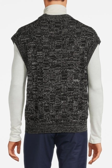 SQUARE KNIT VEST BLACK/WHIT 2