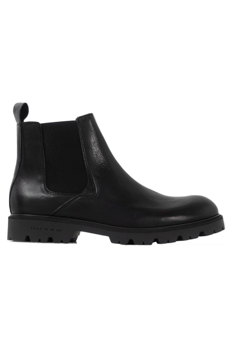 BLACK LEATHER LUGGED SOLE CHELSEA BOOTS BLACK 1