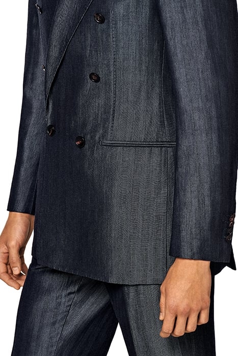 MID BLUE HERRINGBONE TAILORED FIT HAVANA SUIT 8