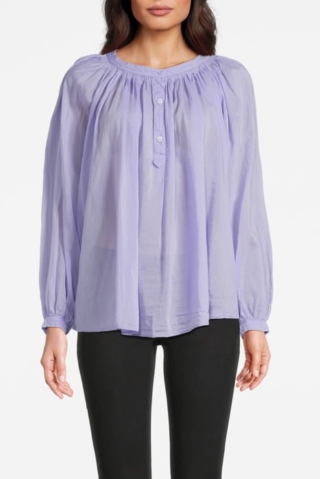 COTTON SILK VOILE LONG SLEEVES BOHEMIAN SHIRT GLICINE 1