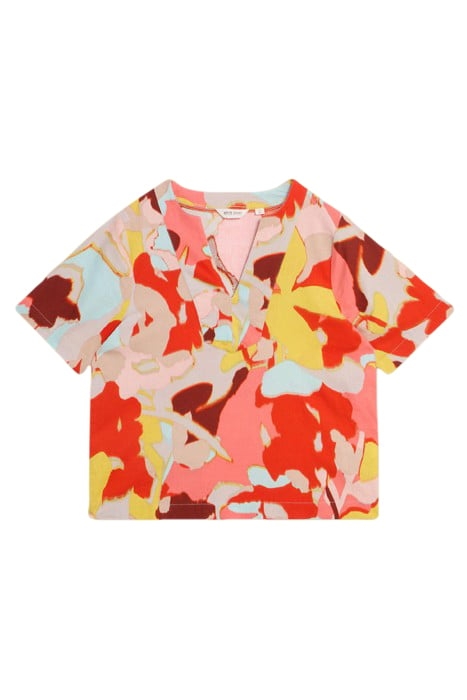 JAMIE LINEN BLEND TOP ORANGE PRINTED 2