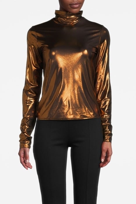 CHIC LAMINATED JERSEY TURTLENECK BRONZO 1