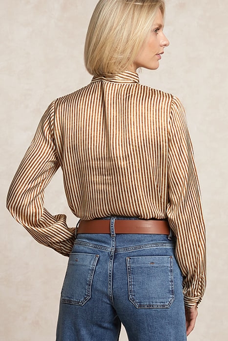 VISCOSE SCARF SHIRT IN BROWN 2