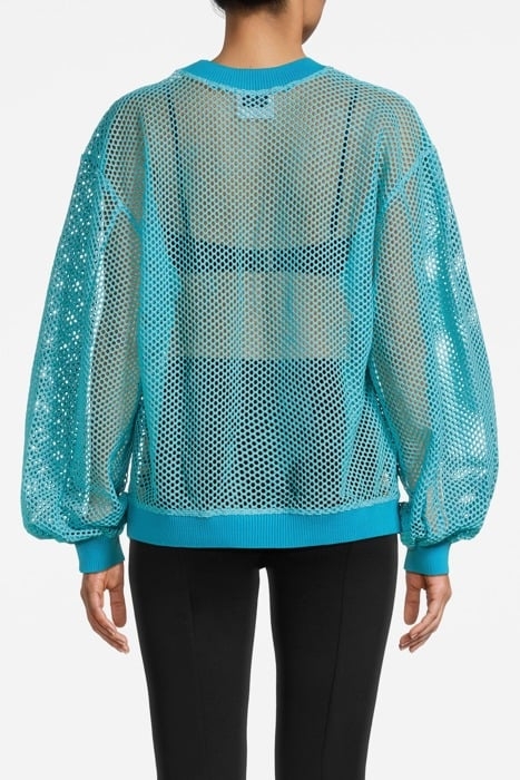 COTTON MESH T-SHIRT WITH KNITTED DETAILS SEA 2