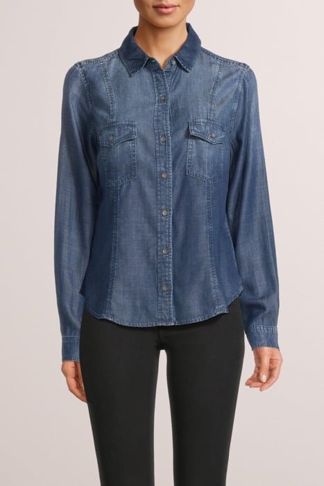 LONG SLEEVE SEAMED SHIRT DARK OMBRE WASH 1