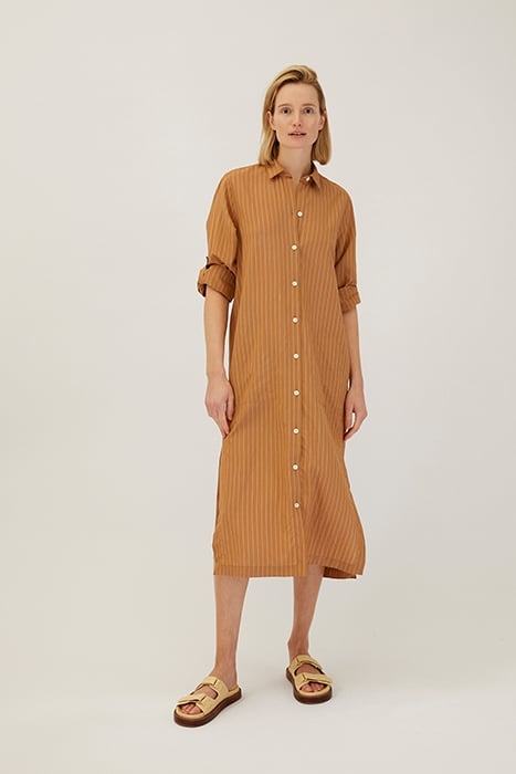 FLOWY LONG SHIRT DRESS CAMEL 1