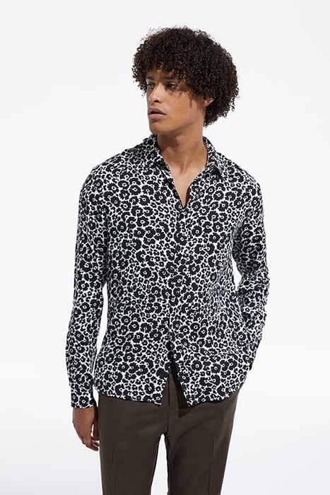 CHEMISE SLIM DECINTREE PRINTEE BICOLORE BLACK WHITE 1