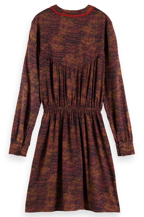 ELASTICATED WAIST MINI DRESS FEATHER BORDEAUX 5