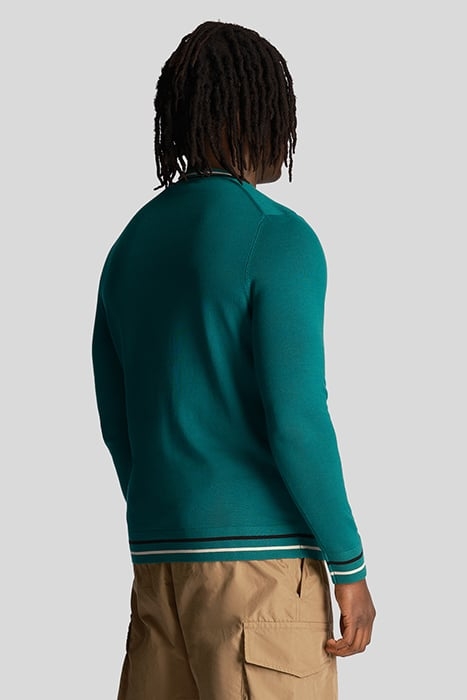 TIPPED CREW NECK JUMPER COURT GREEN 2