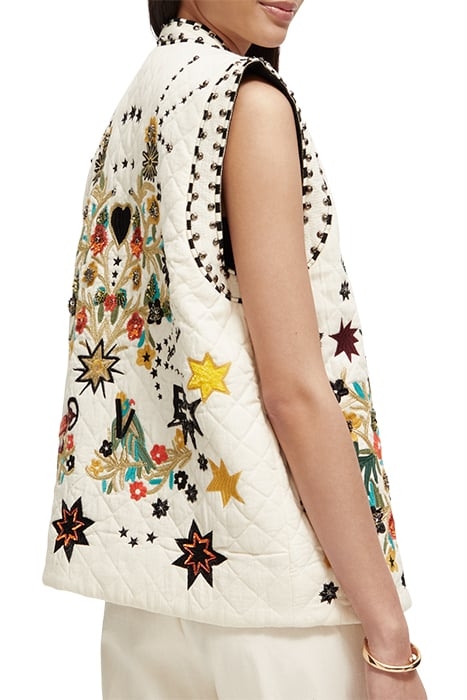 EMBROIDERED GILET ECRU 6