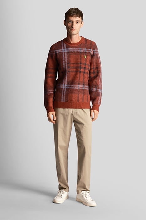 CHECK CREW NECK KNIT BURGUNDY GLADE 3