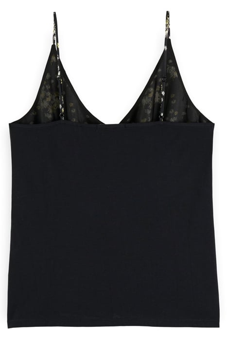 JERSEY TANK WITH WOVEN FRONT DANDELION BLACK 5