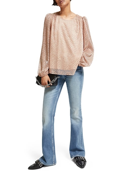 METALLIC BALLOON SLEEVE DRAPEY BLOUSE METALLIC ROSE 3