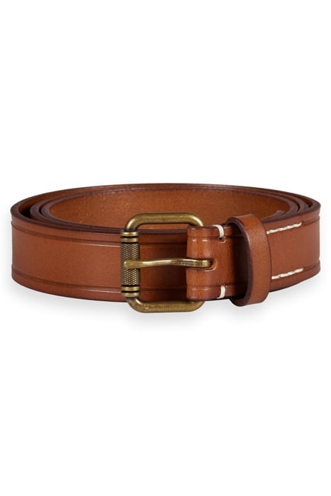 RAW EDGE LEATHER BELT DEEP TOFFEE 1