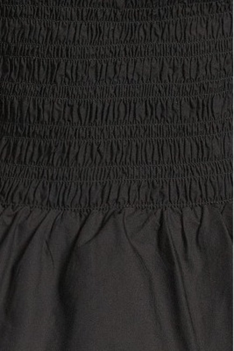 COTTON POPLIN OPEN-NECK SMOCK BLOUSE BLACK 5