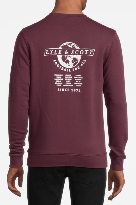 FOOTBALL WORLD GRAPHIC CREW NECK SWEATSHIRT BURGUNDY 2