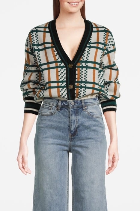 SWEATER CARDIGAN EGGNOG/RAINFOREST/MEERKAT 1