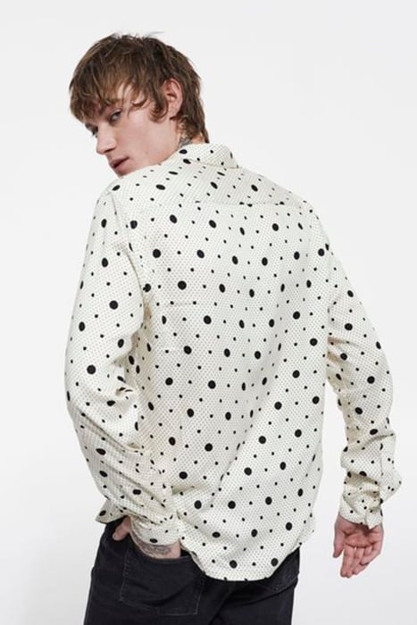 CHEMISE MANCHE LONGUE HOMME POLKA DOTS ECRU BLACK 2