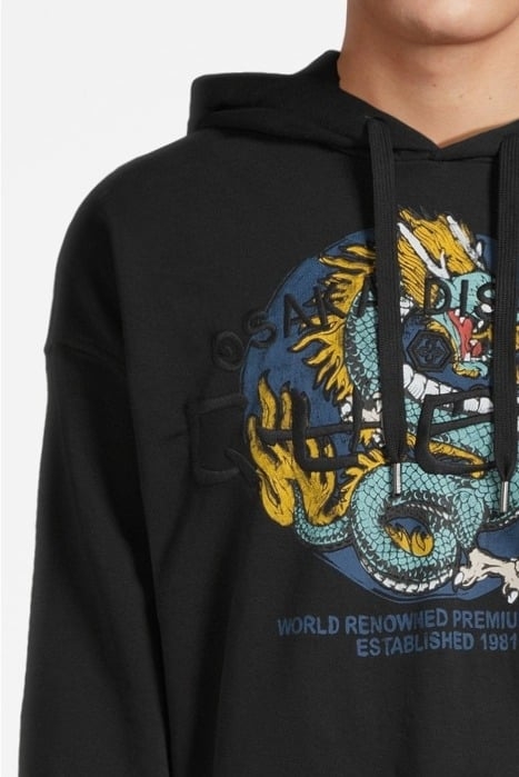 GUESS ROUND LOGO HOODIE SWEATS JET BLACK A996 4