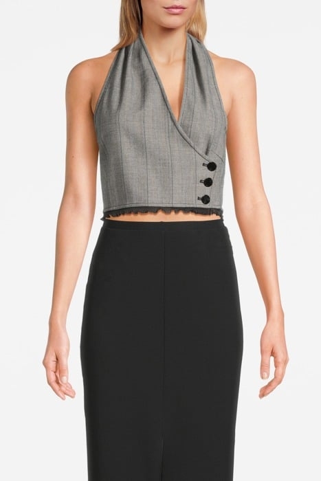 HERRINGBONE SUITING VEST FROST GRAY 1