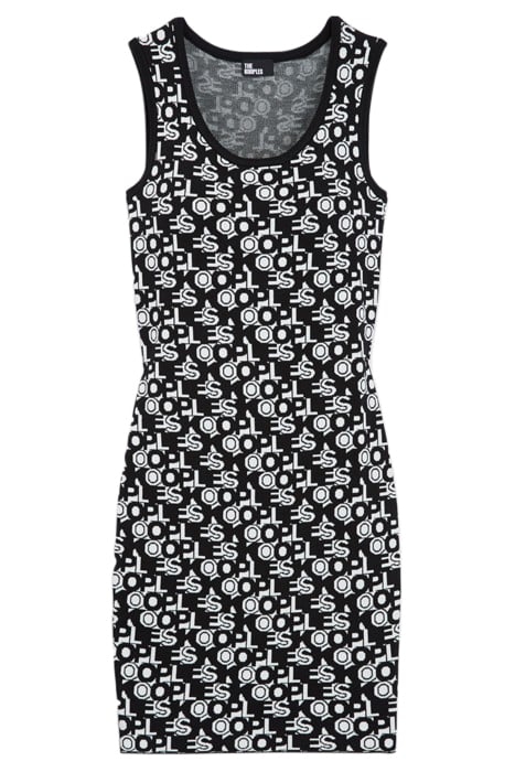 ROBE EN LAINE COURTE AVEC JACQUARD ALL OVER LOGO BLACK WHITE 5