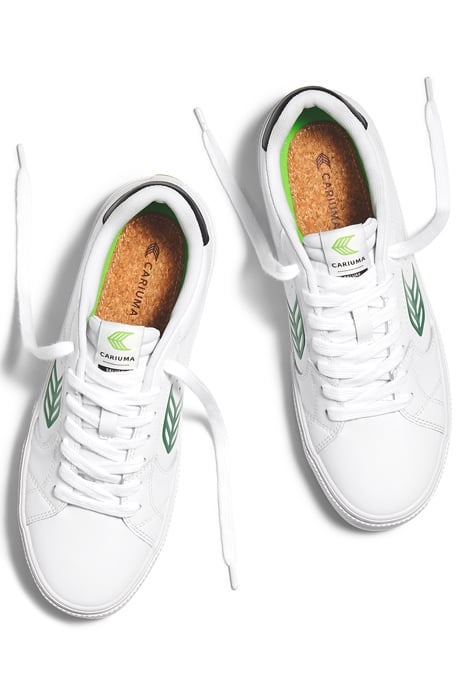 UNISEX SALVAS WHITE LEATHER GREEN LOGO AND BLACK SNEAKER 3
