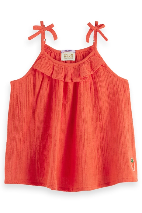 GIRLS CRINKLE COTTON TOP STRAWBERRY 4