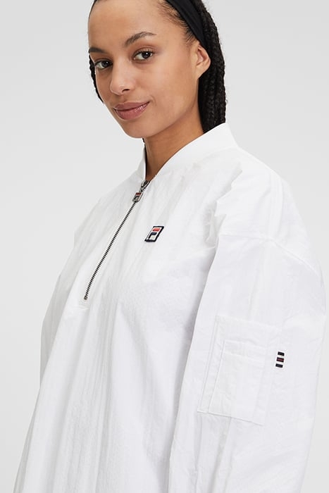 HALF ZIP CRINKLE NYLON TOP WITH CONTRAST INSERTS WHITE/BLACK 7