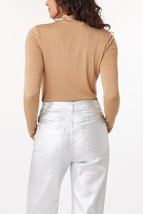 LUREX STRIPE MOCK NECK CAMEL / SILVER 2