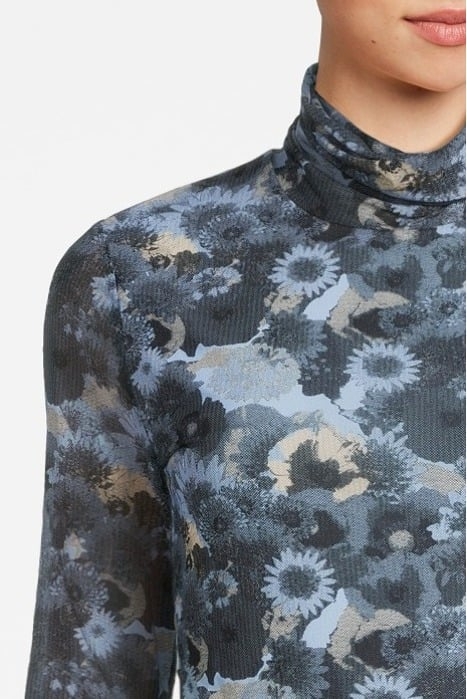 PRINTED MESH LONG SLEEVE ROLLNECK BRUNNERA BLUE 4