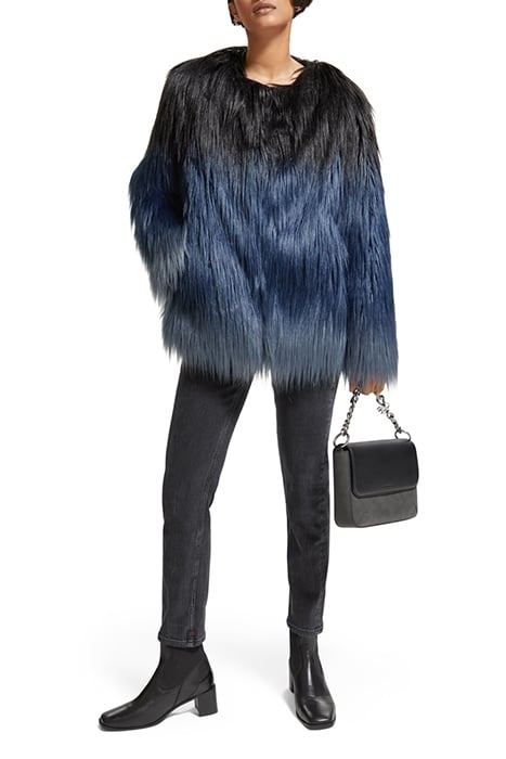 GRADIENT FAUX FUR JACKET DUSTY BLUE 2