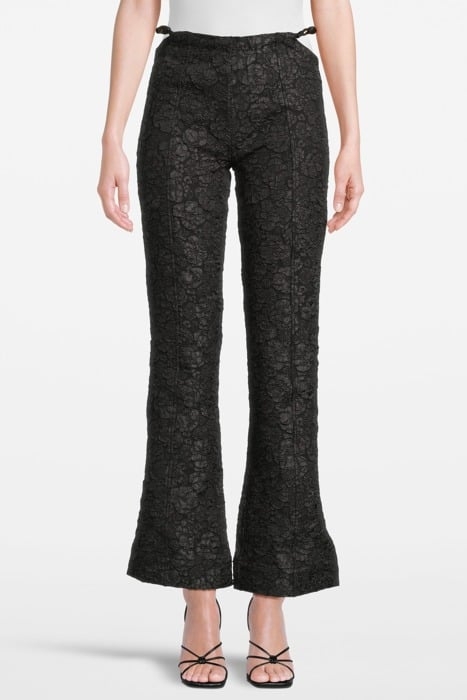 STRETCH JACQUARD FLARED PANTS BLACK 1
