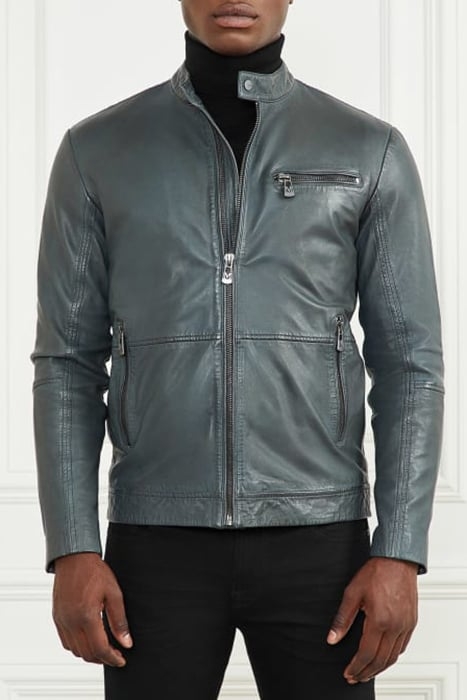REAL LEATHER JACKET JET BLACK & BIKER 1