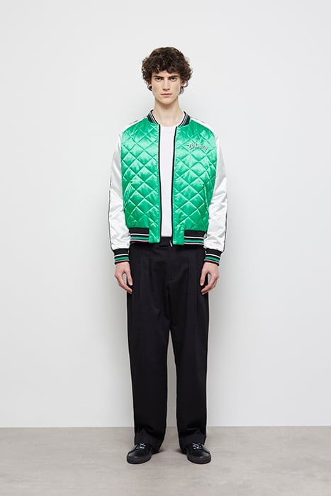 BOMBER BRODERIE FLOWER SKULL GREEN-WHITE 2