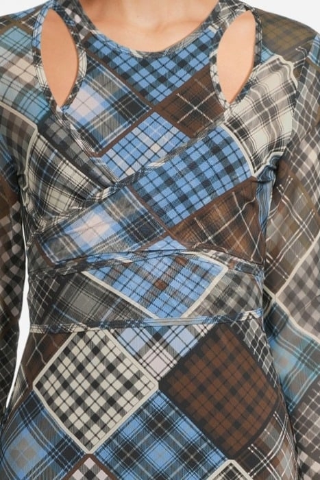 PRINTED MESH WRAP MAXI DRESS SILVER LAKE BLUE 4