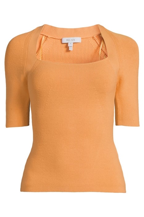 TINA-SQUARE KNITTED SWEATER ORANGE 3