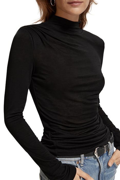 SHOULDER PADDED LONG SLEEVE TOP EVENING BLACK 6