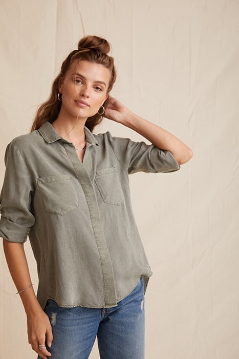 SPLIT BACK BUTTON DOWN SOFT ARMY 1